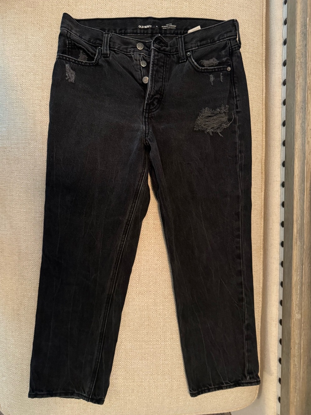 Old Navy Black Distressed Boyfriend Jeans